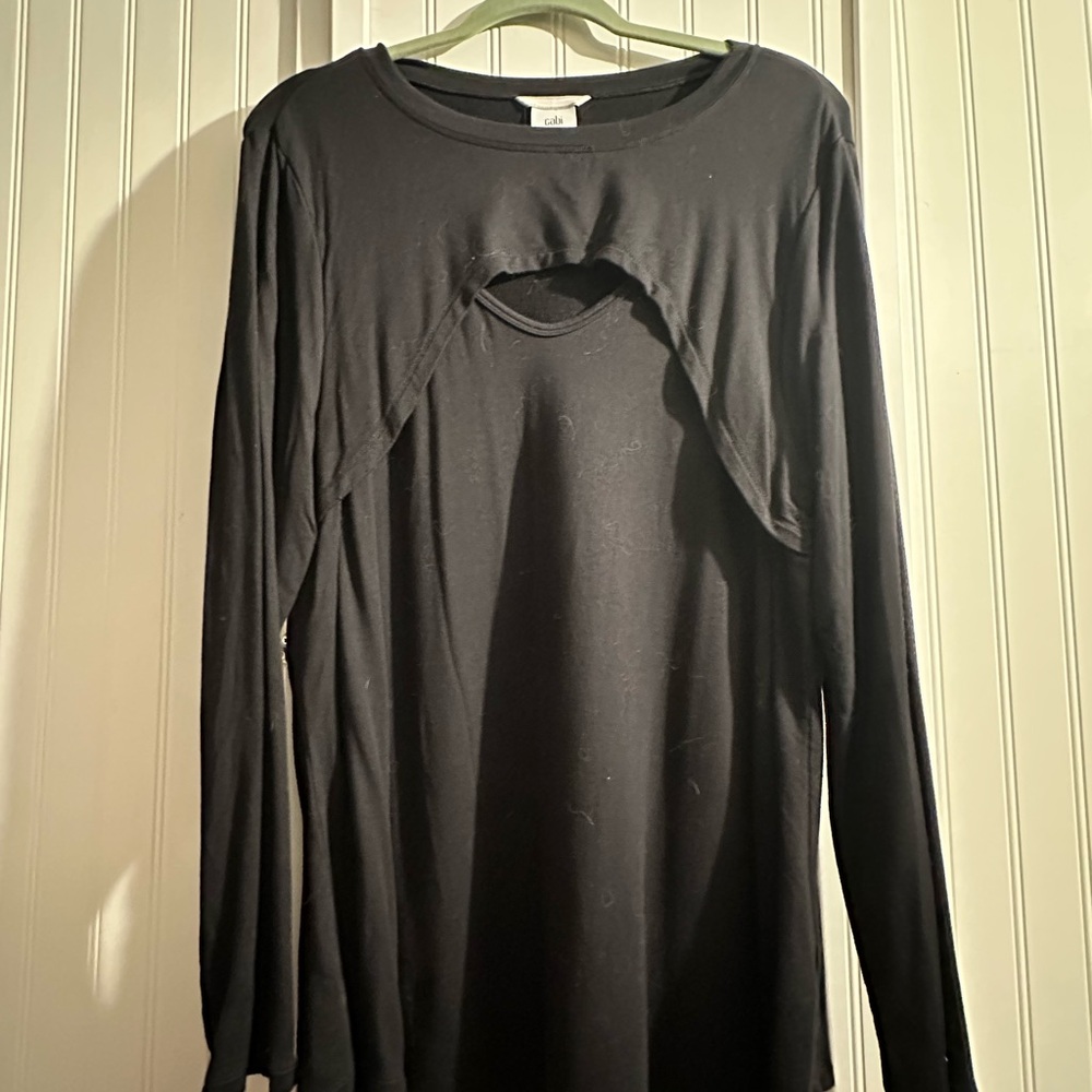 CAbi Black Long Sleeve Cutout Tee